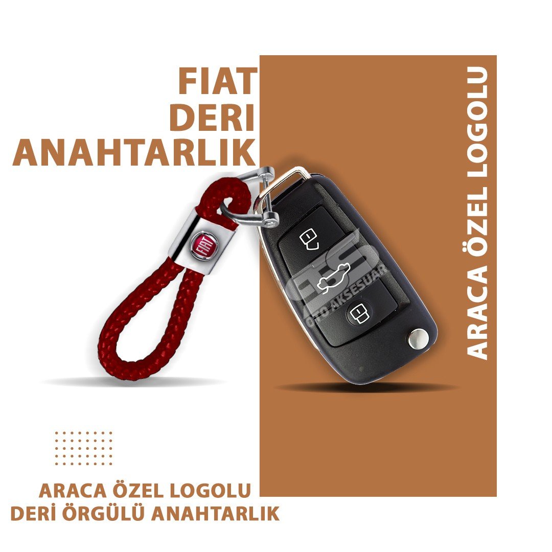 Fiat Gerçek Deri Örgü Anahtarlık