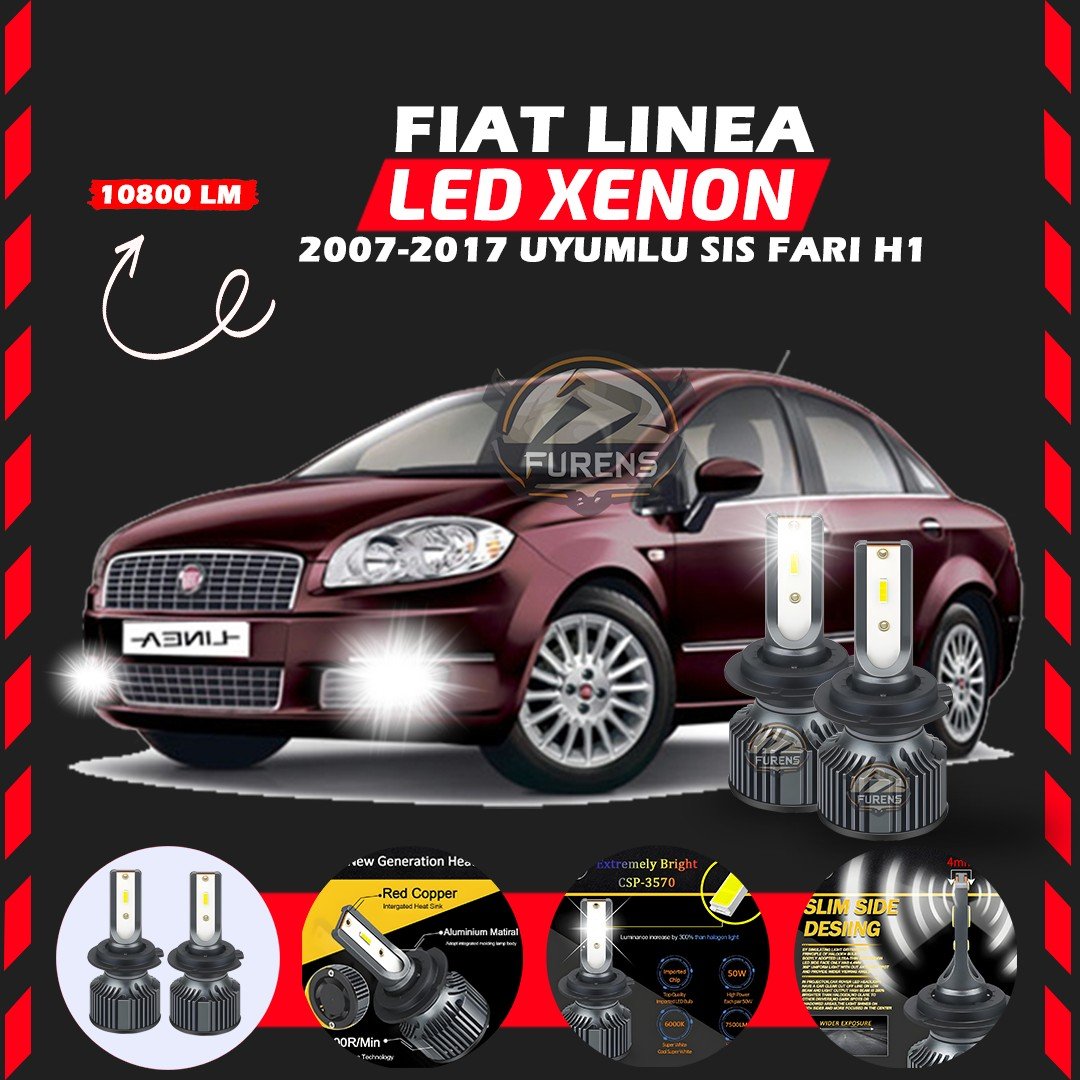 Fiat Linea 2007-2017 Sis Farı Uyumlu Şimşek Etkili Led Xenon Premium Series H1