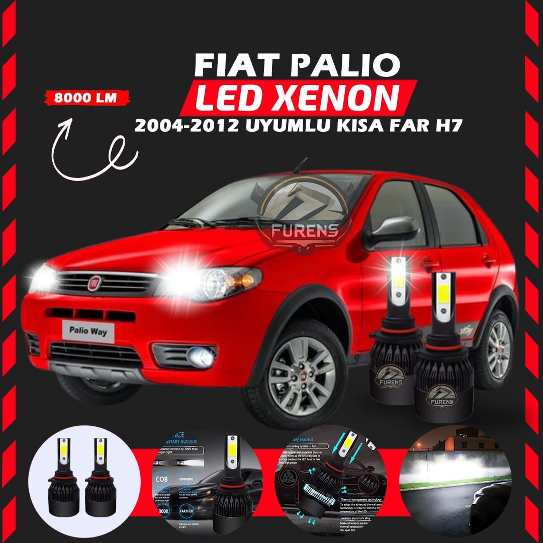 Fiat Palio 2004-2012 Kısa Far Uyumlu Şimşek Etkili Led Xenon Light Series H7