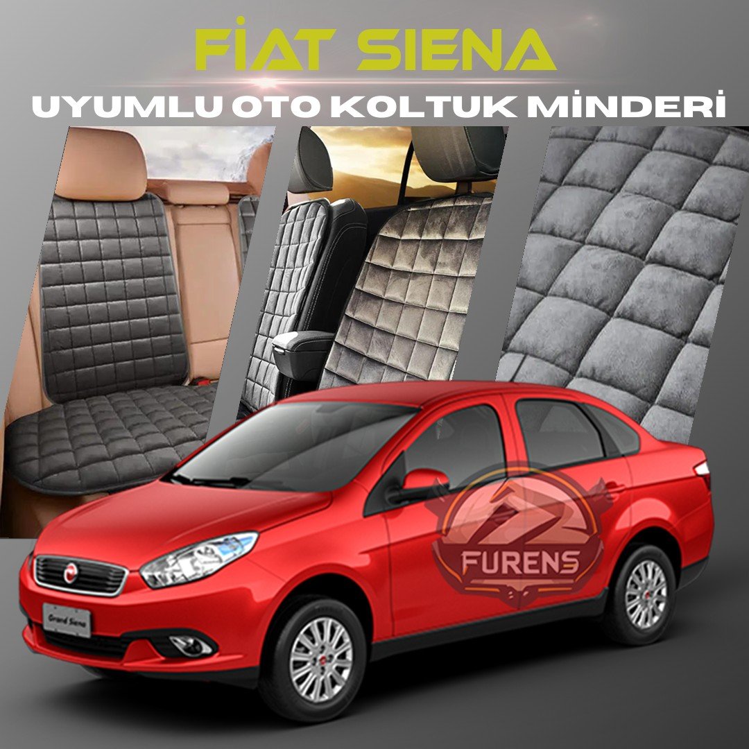 Fiat Siena Antrasit Renk Tay Tüyü Cepli & Terletmez Sırtlı Oto Koltuk Minder Seti - Koltuk Koruma Kılıfı (ÖN & ARKA TAM SET)