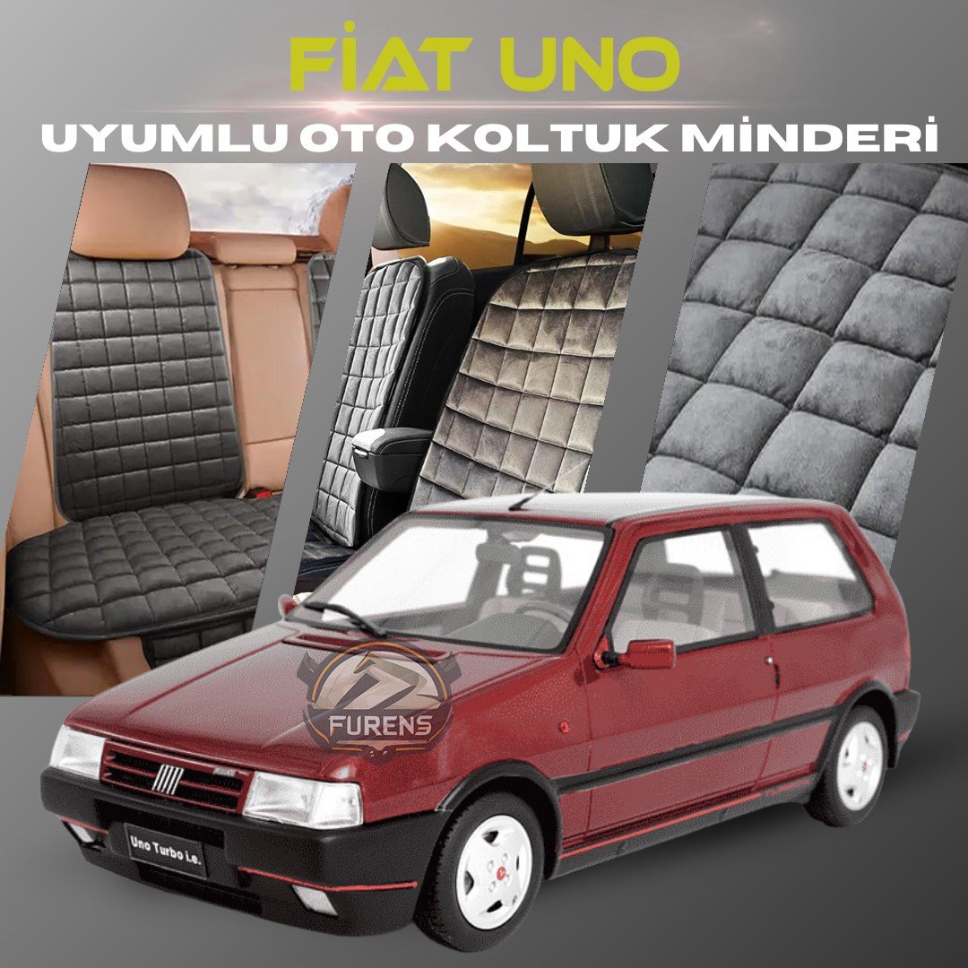 Fiat Uno Antrasit Renk Tay Tüyü Cepli & Terletmez Sırtlı Oto Koltuk Minder Seti - Koltuk Koruma Kılıfı (ÖN & ARKA TAM SET)