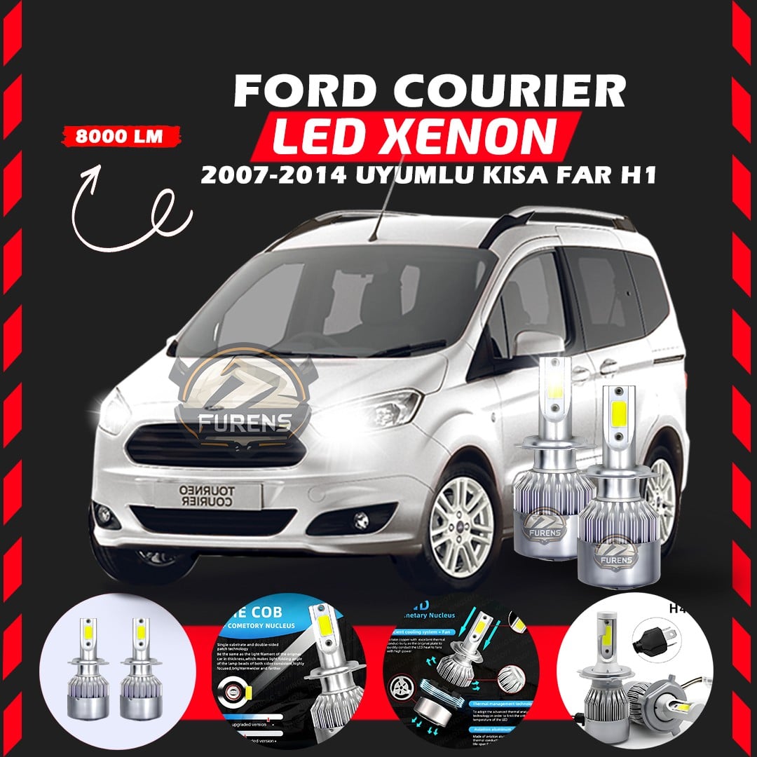 Ford Courier 2007-2014 Kısa Far Uyumlu Şimşek Etkili Led Xenon Performance Series H1