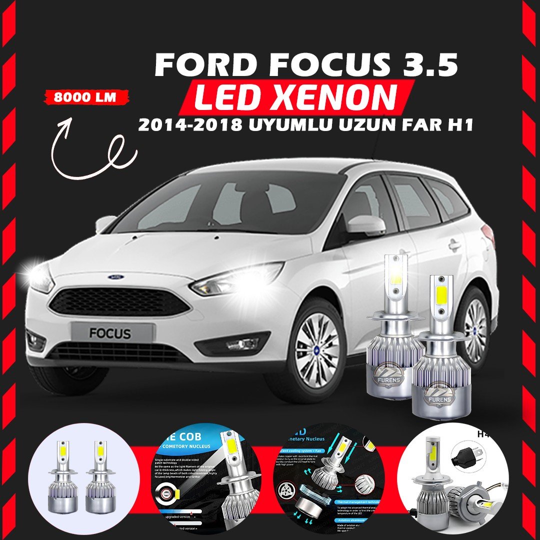 Ford Focus 3.5 2014-2018 Uzun Far Uyumlu Şimşek Etkili Led Xenon Performance Series H1