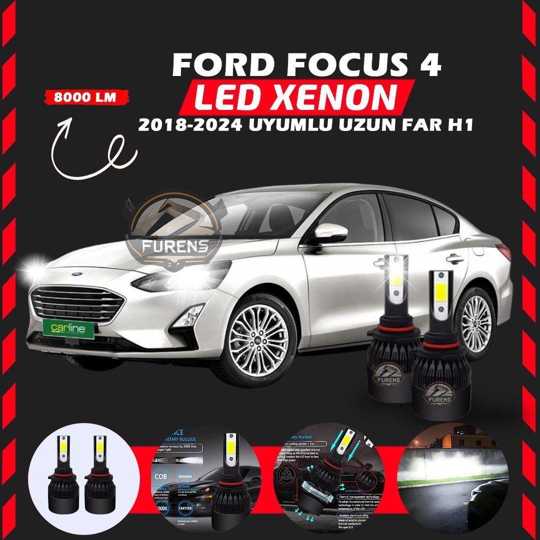 Ford Focus 4 2018-2024 Uzun Far Uyumlu Şimşek Etkili Led Xenon Light Series H1