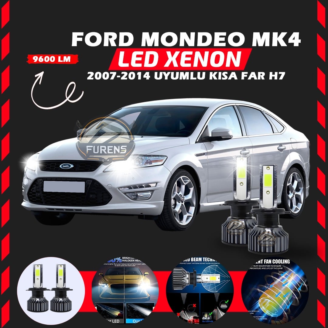 Ford Mondeo MK4 2007-2014 Kısa Far Uyumlu Şimşek Etkili Led Xenon Pro Series H7