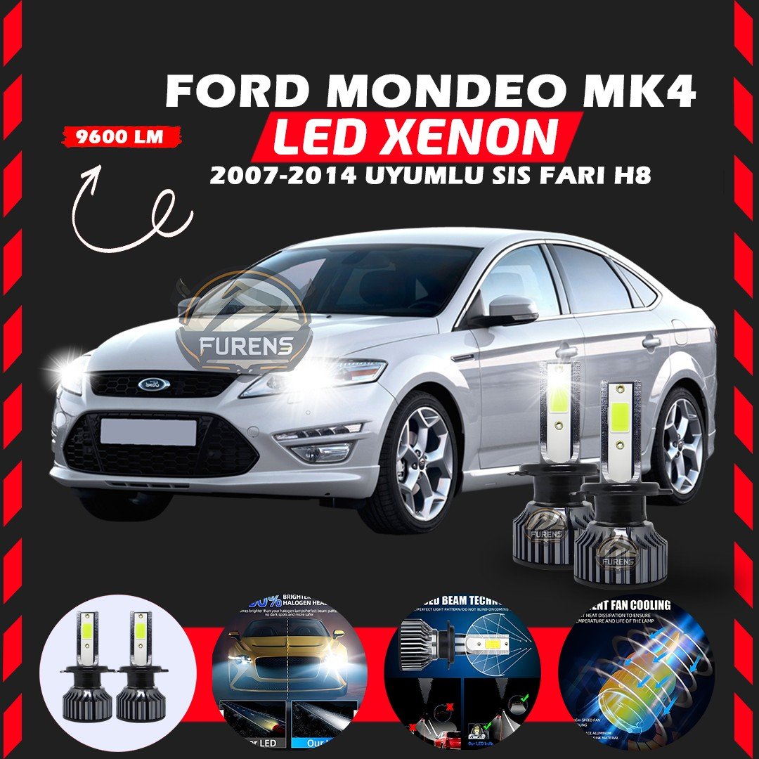 Ford Mondeo MK4 2007-2014 Sis Farı Uyumlu Şimşek Etkili Led Xenon Pro Series H8