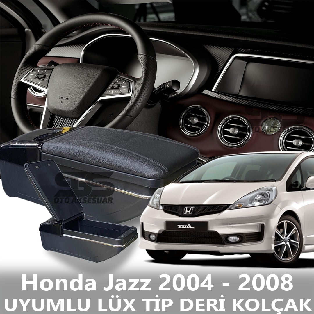Honda Jazz 2004 - 2008 Uyumlu Premium  Deri Kol Dayama Kolçak Lüx Tip 