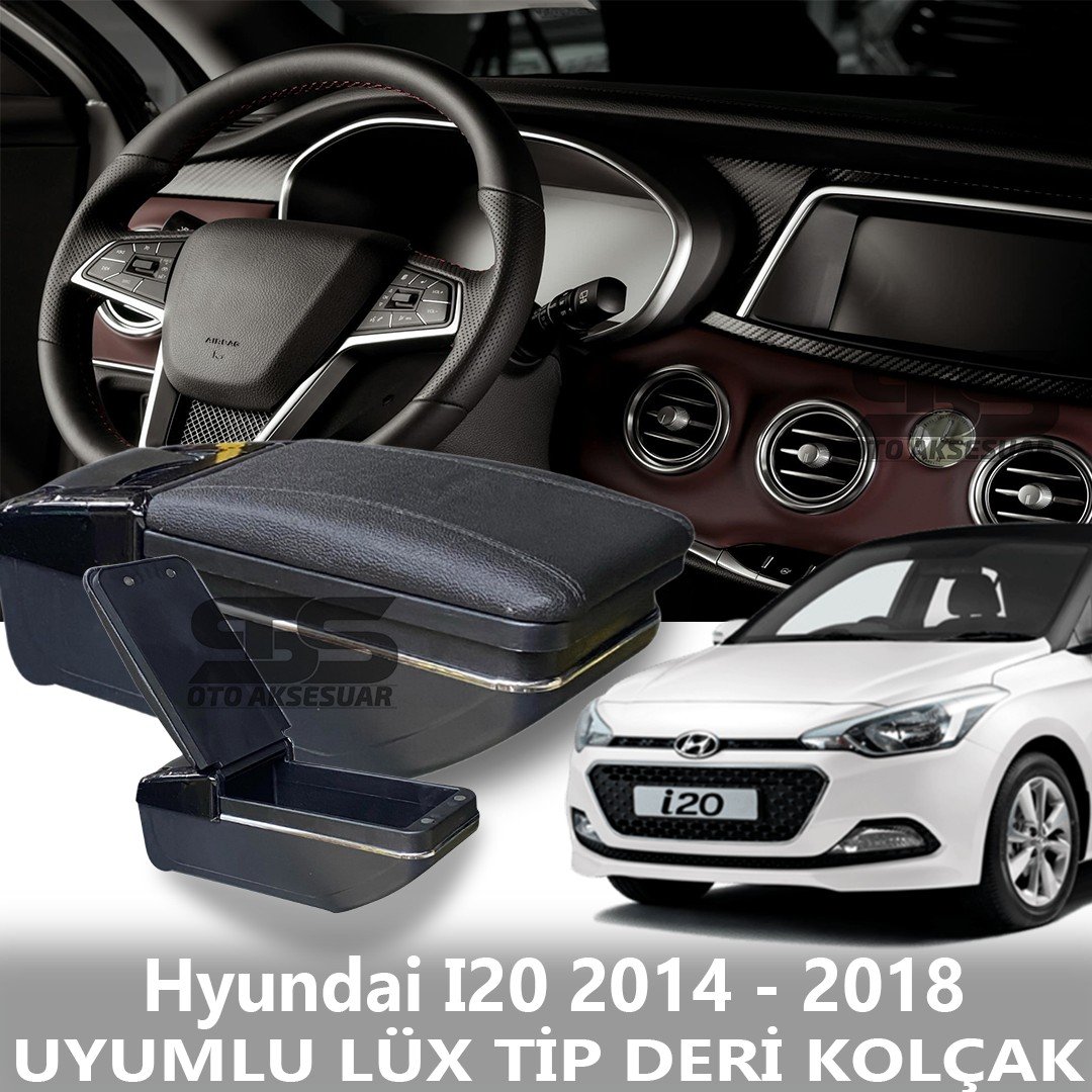 Hyundai İ20 2014 - 2018 Uyumlu Premium  Deri Kol Dayama Kolçak Lüx Tip 