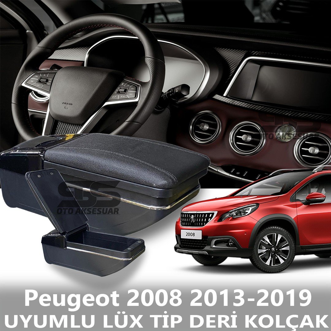 Peugeot 2008 2013-2019 Uyumlu Premium  Deri Kol Dayama Kolçak Lüx Tip 