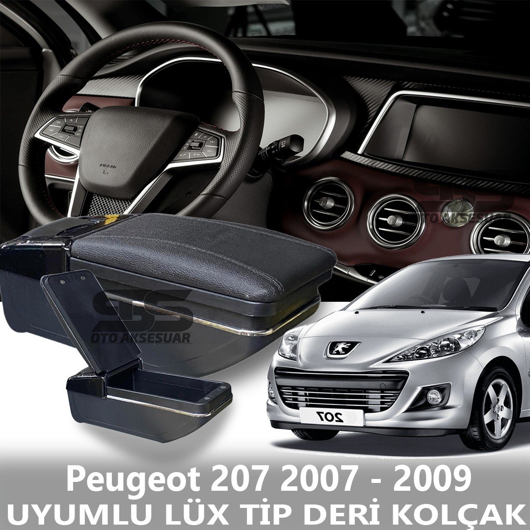 Peugeot 207 2007 - 2009 Uyumlu Premium  Deri Kol Dayama Kolçak Lüx Tip 