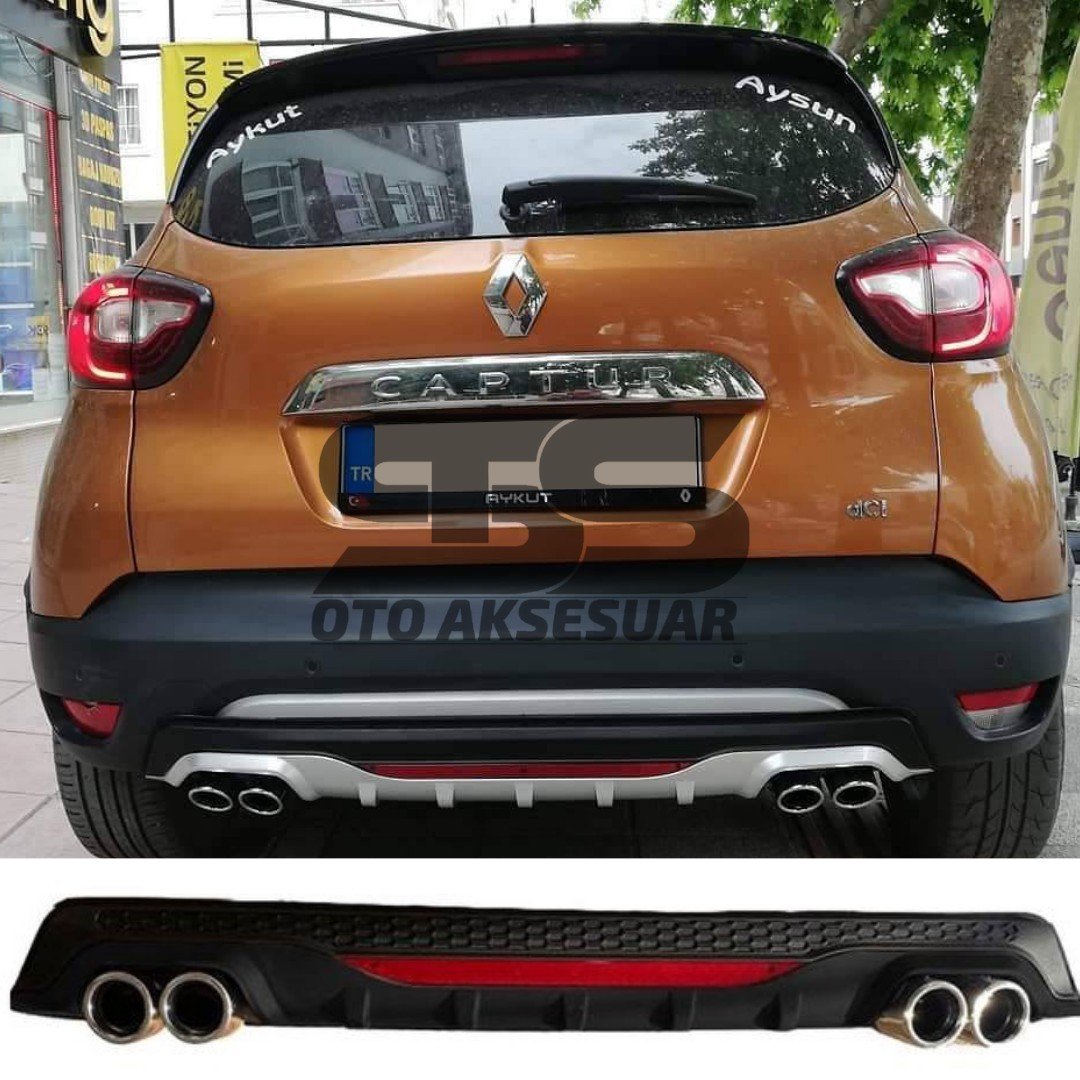 Renault Captur Difüzör Arka Tampon Eki 4 Egzoz Çıkışlı Siyah Reflektörlü