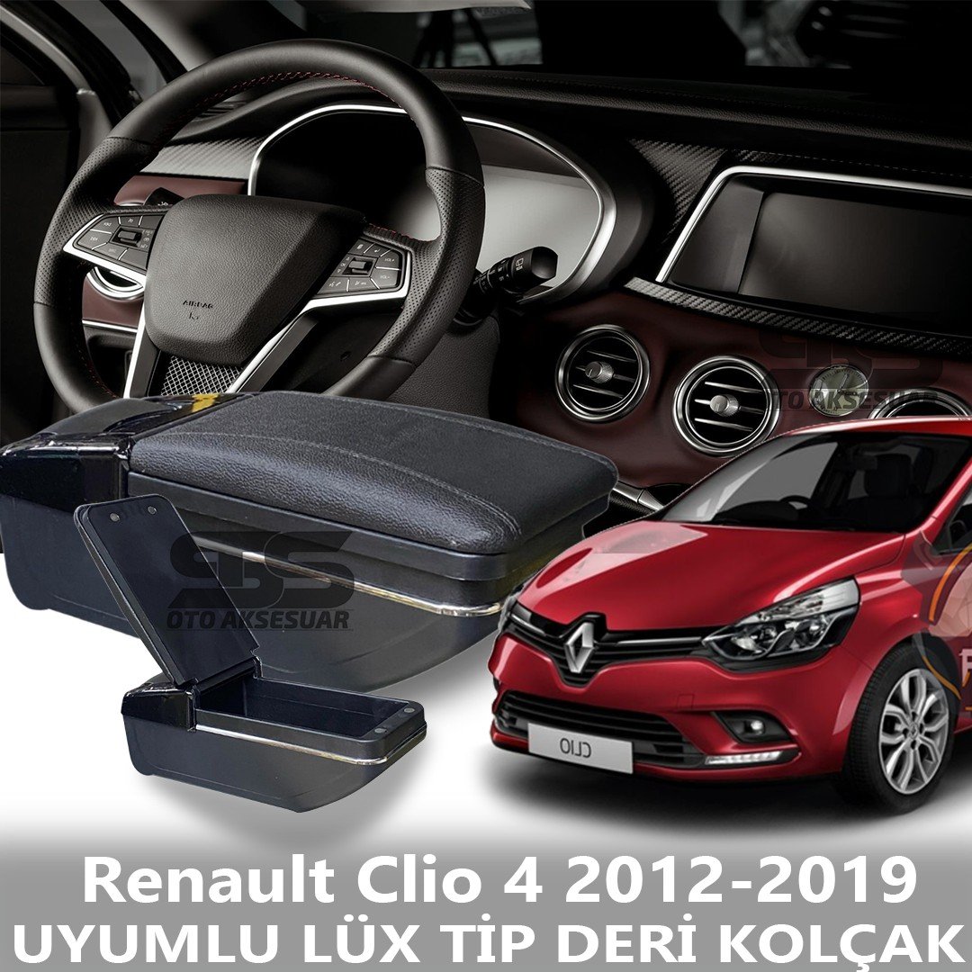Renault Clio 4 2012-2019 Uyumlu Premium  Deri Kol Dayama Kolçak Lüx Tip 