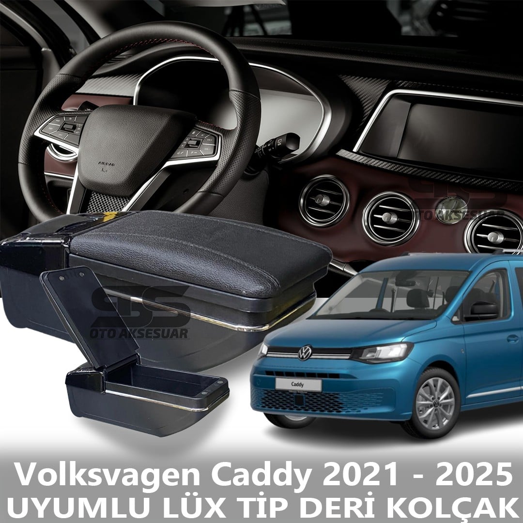 Volksvagen Caddy 2021 - 2025 Uyumlu Premium  Deri Kol Dayama Kolçak Lüx Tip