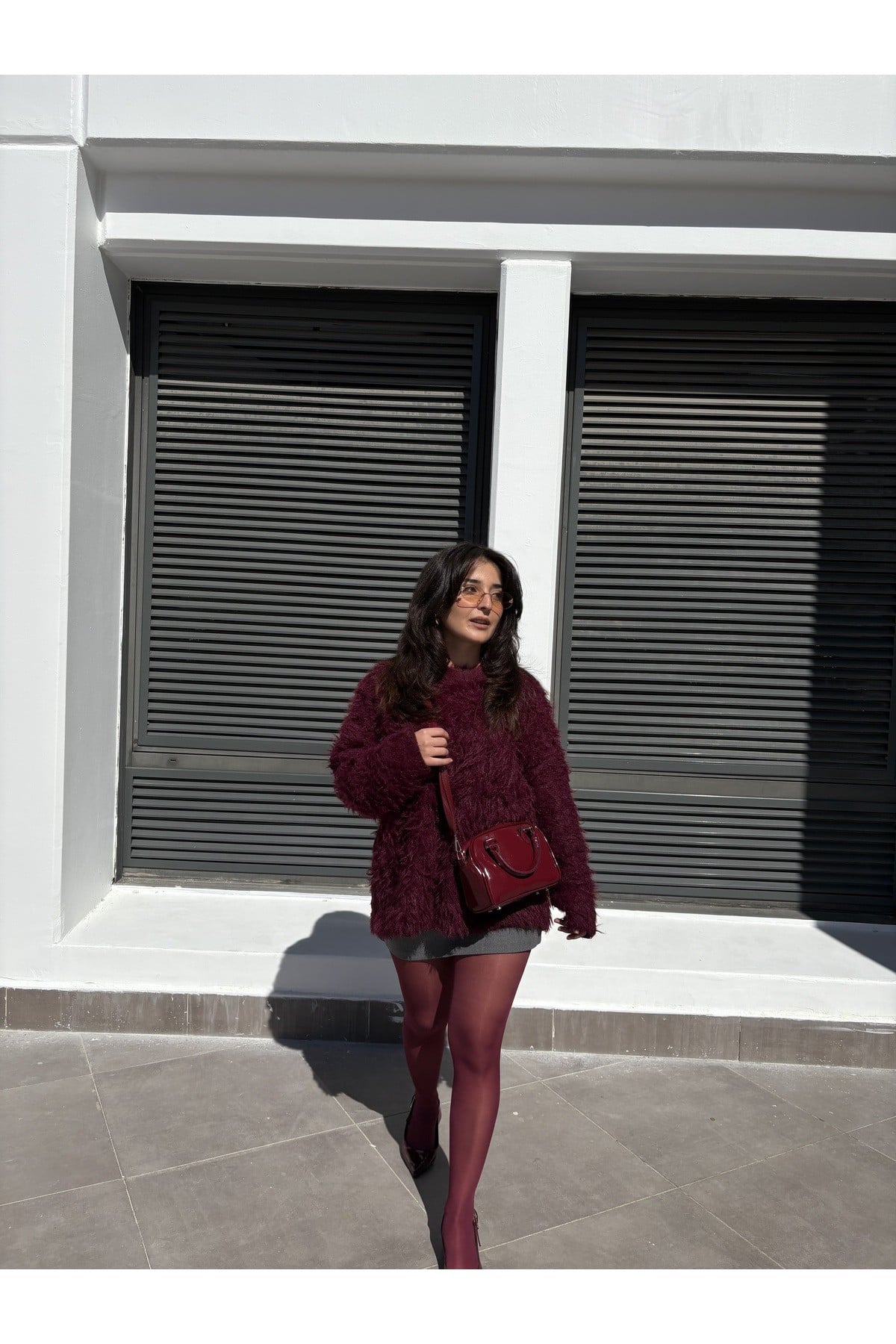 Bordo Saçaklı Kazak