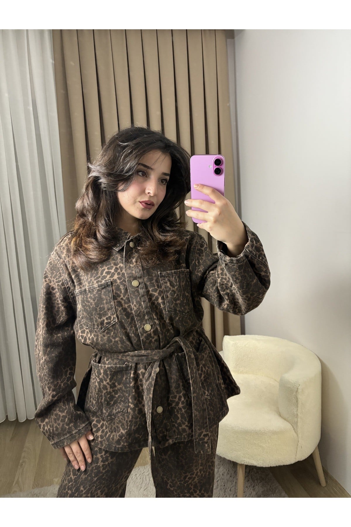 Leopar Denim Ceket