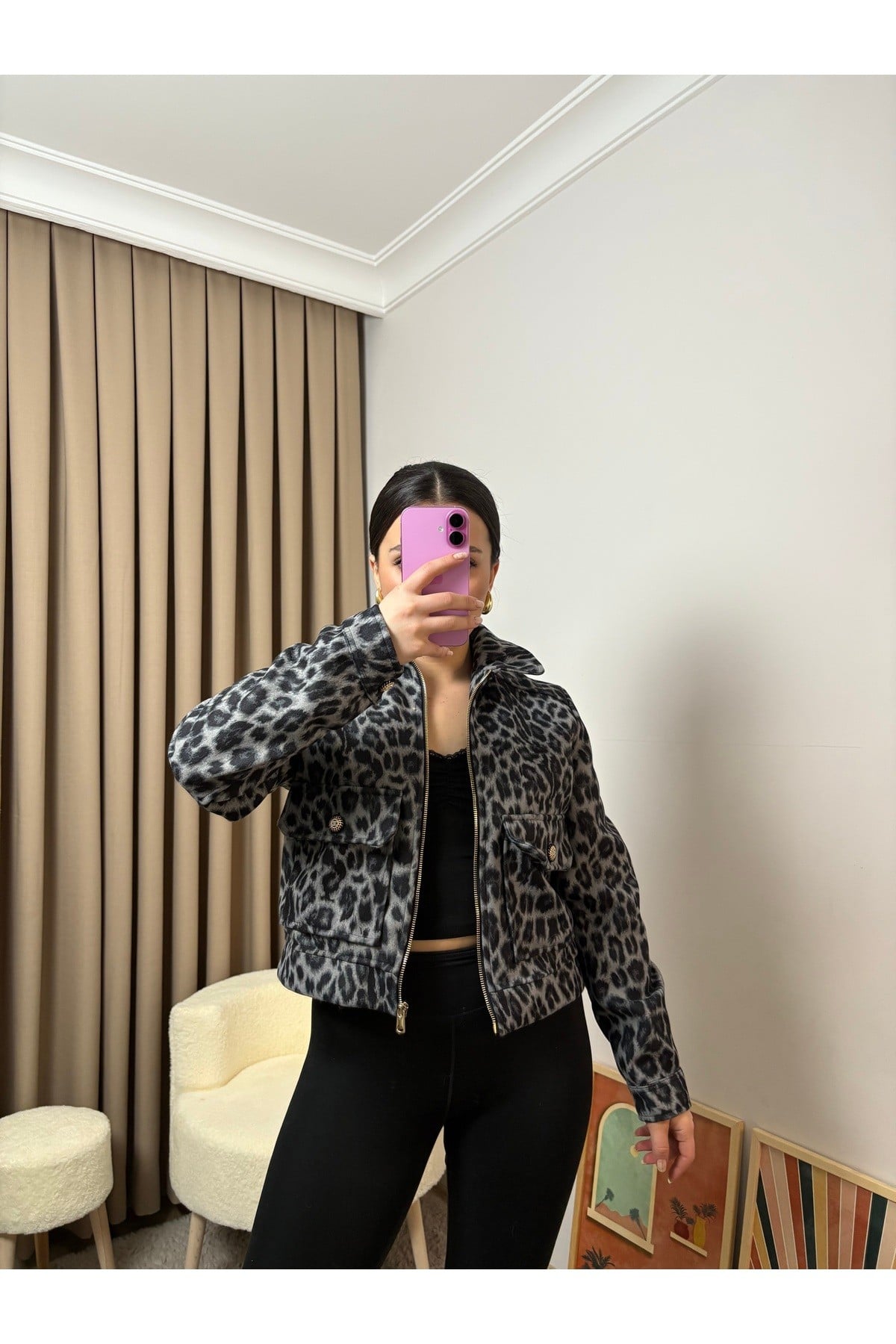Leopar Desen Ceket