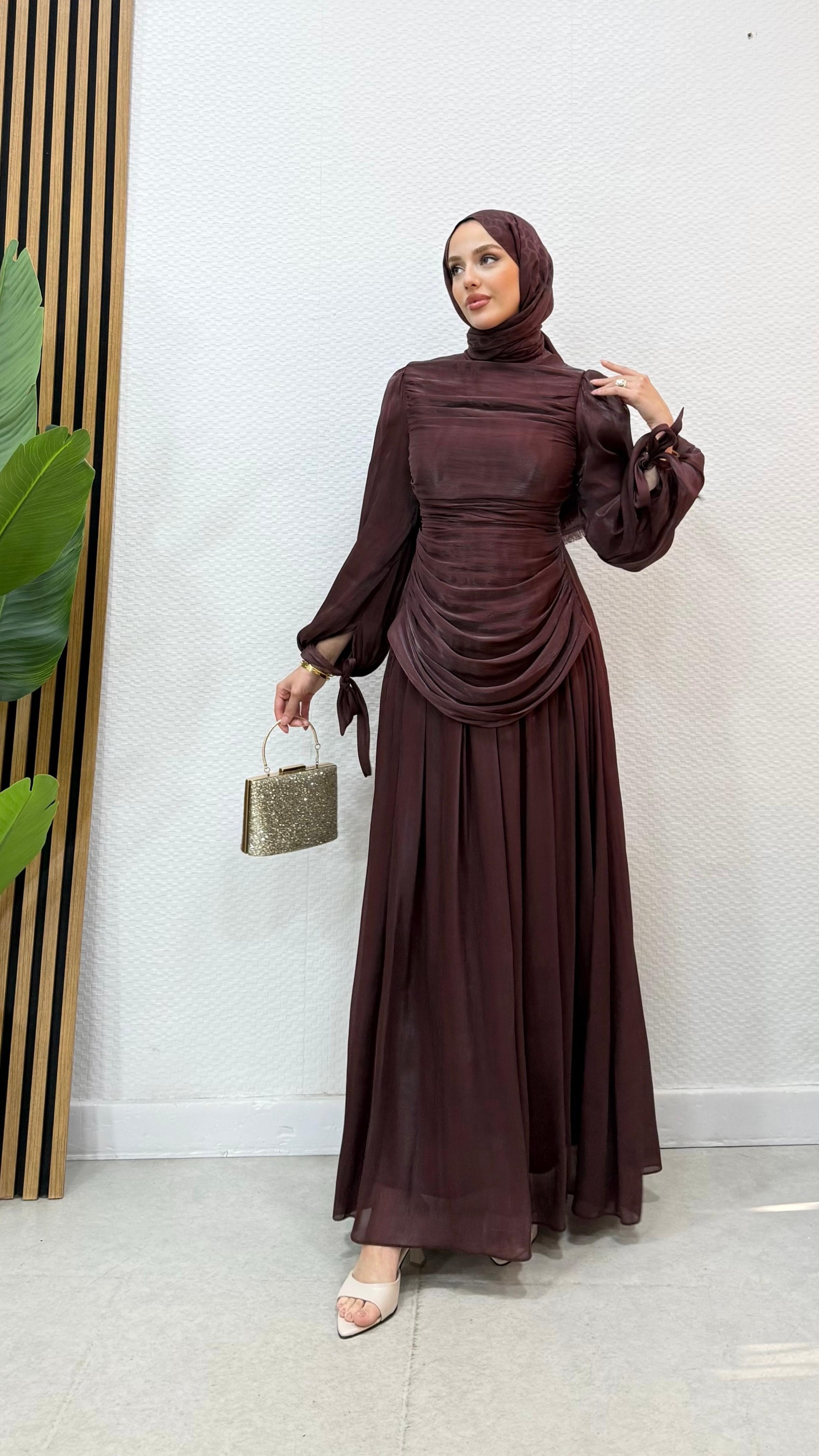 Liora Janjan Tesettür Abiye - Mürdüm