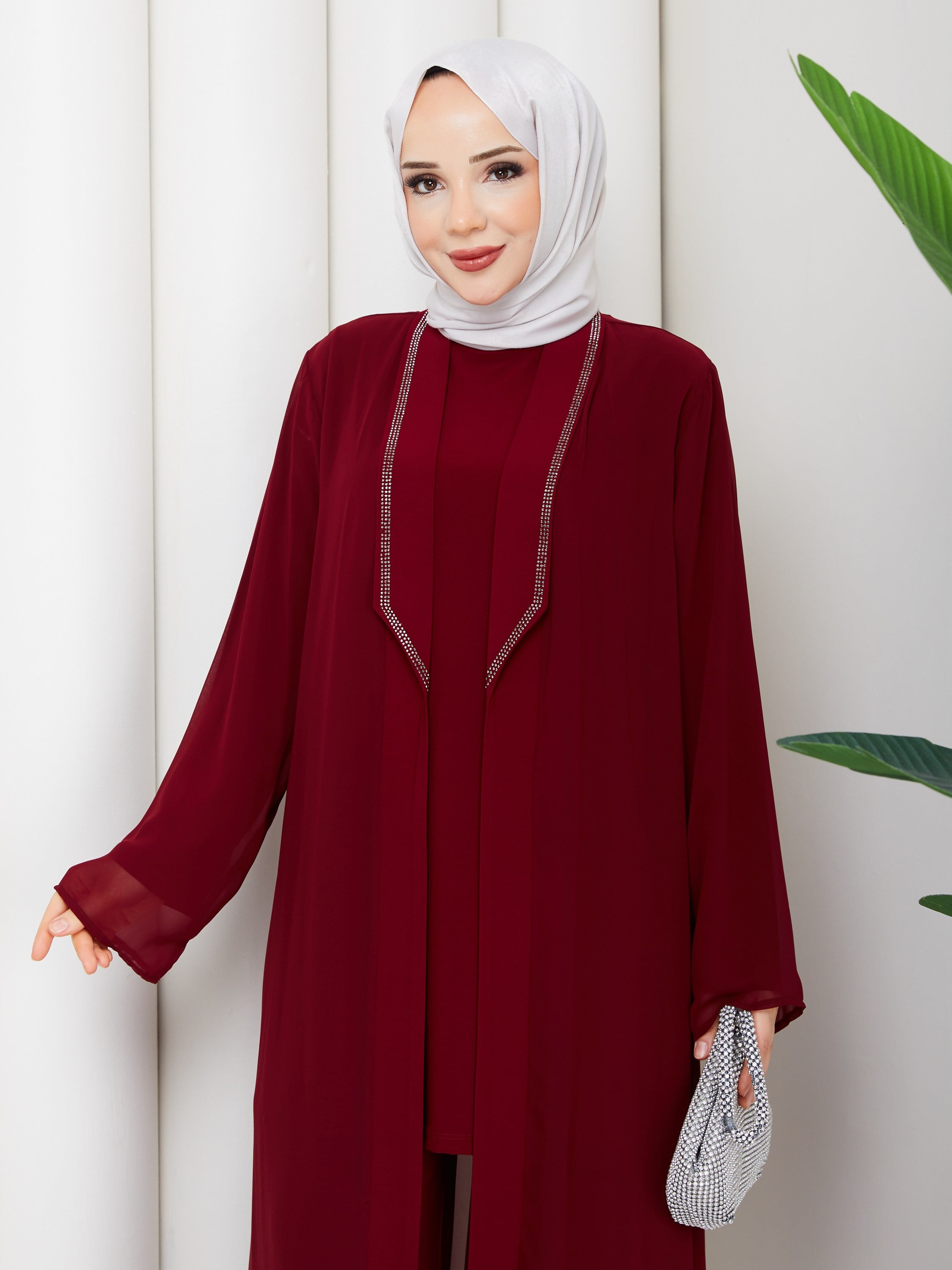 Melek Üçlü Takım Bordo