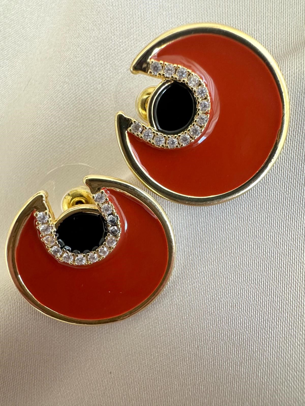 14 K Özel Seri Tarçın Mineli Küpe