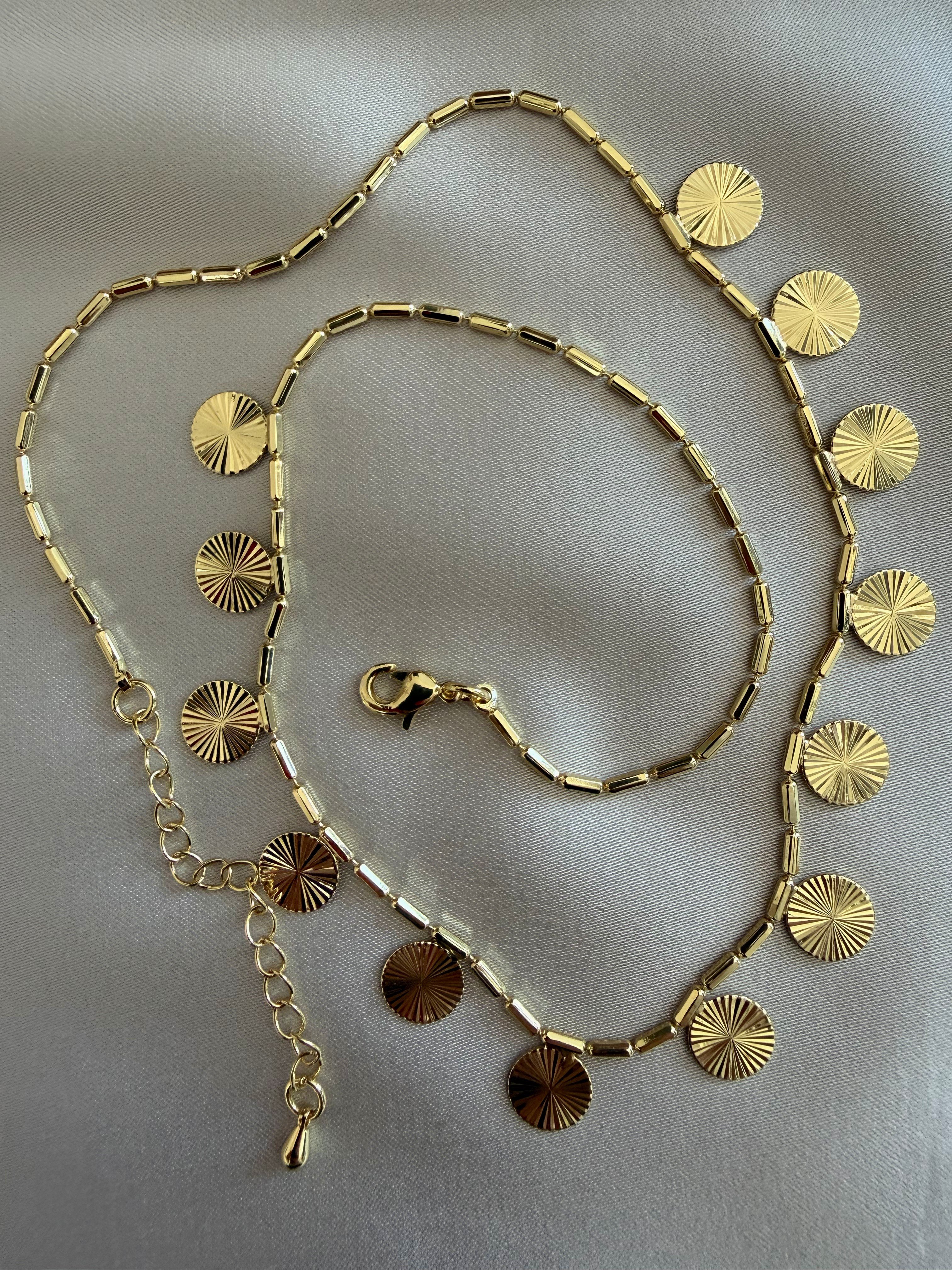 14K Lazer Kesim Pullu Kolye
