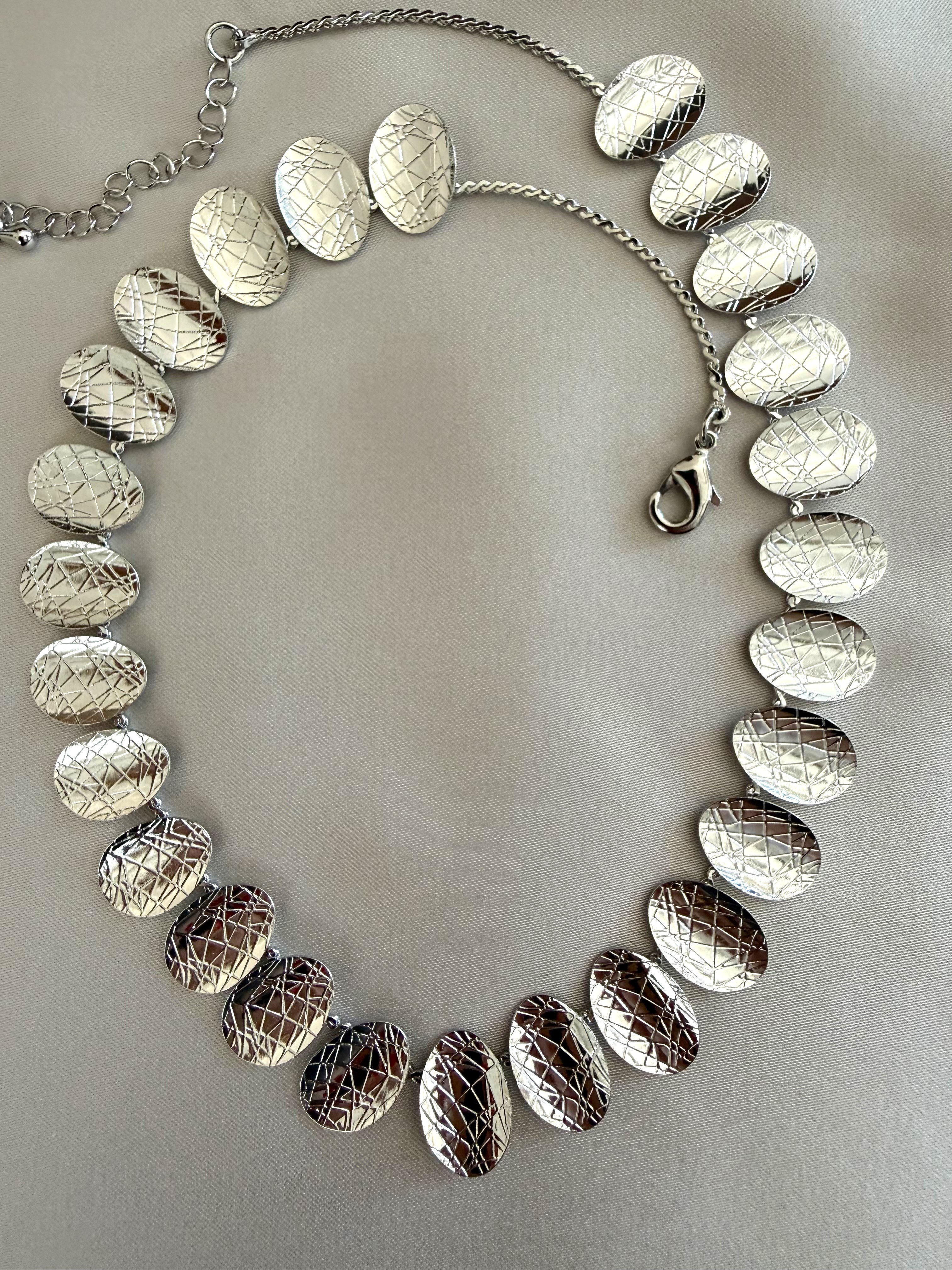 14K Oval Plaka Kolye(Silver)