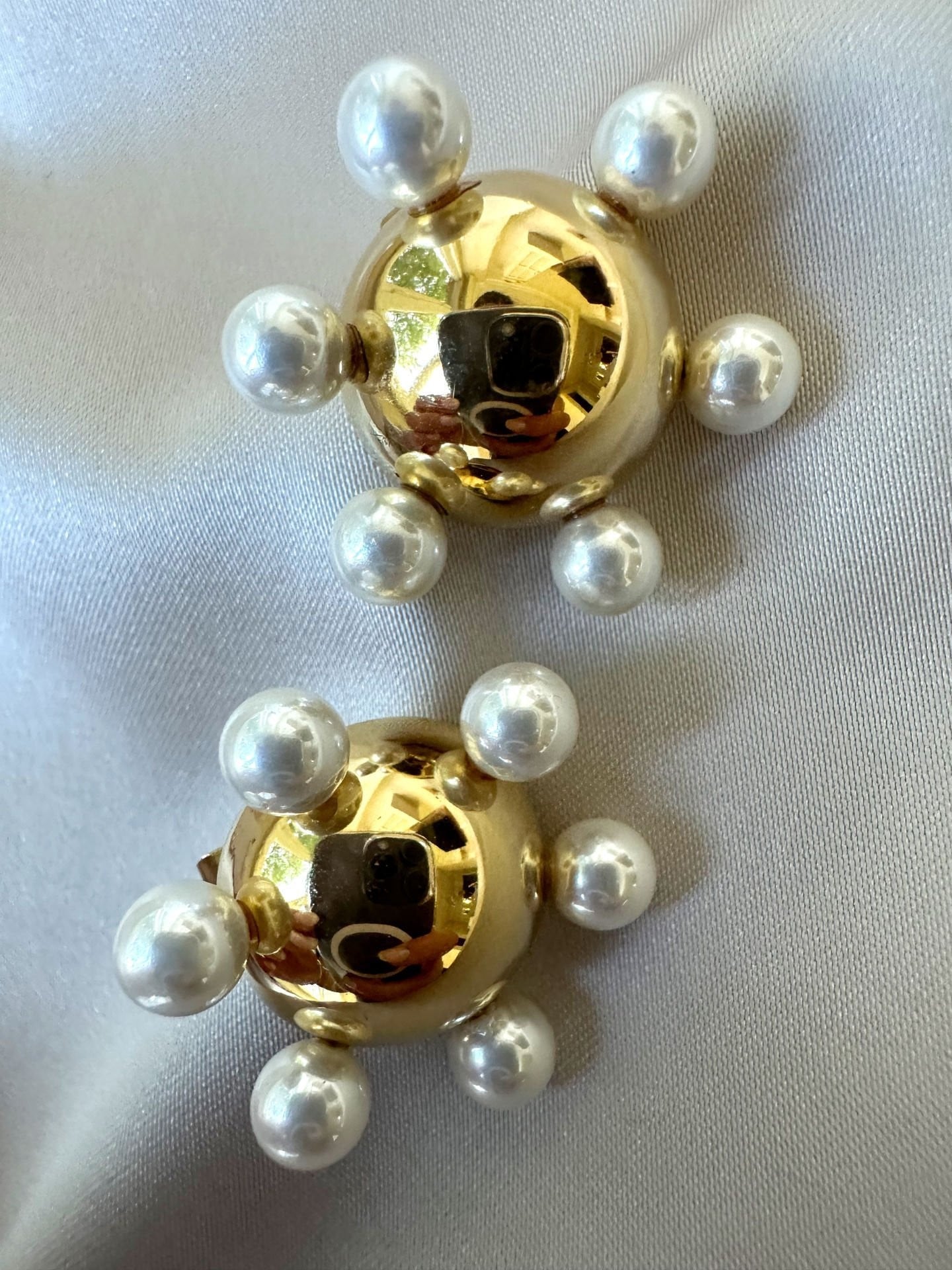 Çelik Sıralı İnci Küpe(Gold)