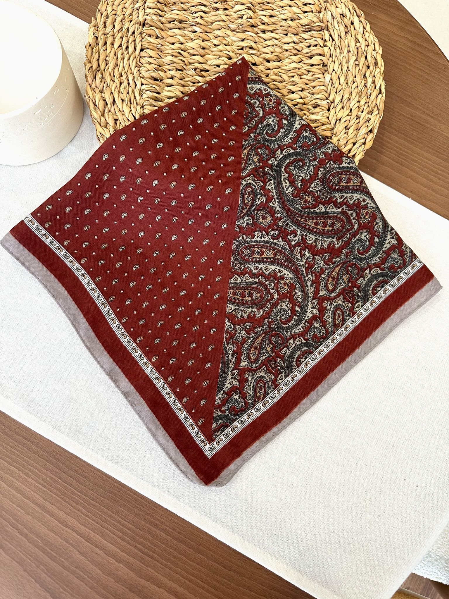 Tarçın Etnik Detay Fular 70x70