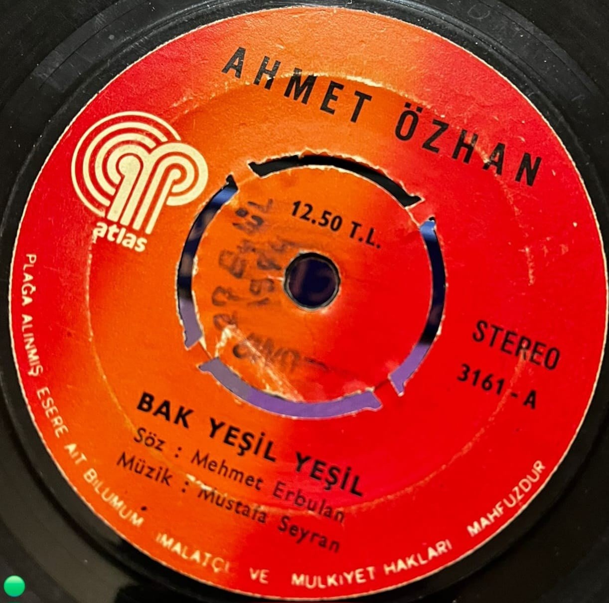 Ahmet Özhan - Bak Yeşil Yeşil / İçimde Kim Vardır Bir Bilebilsen (Atlas Plak 3161)