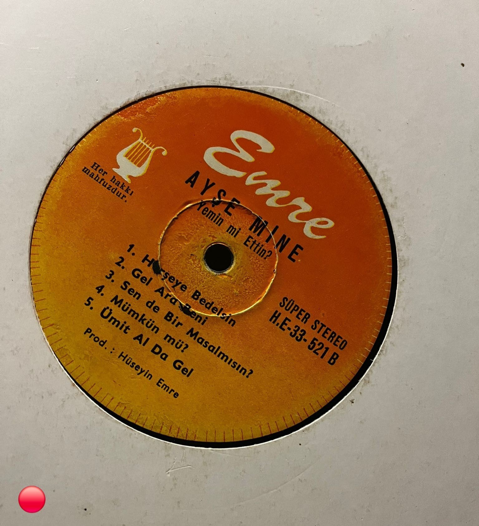 Ayşe Mine - Yemin mi Ettin? (Emre Plak - H.E-33-521)