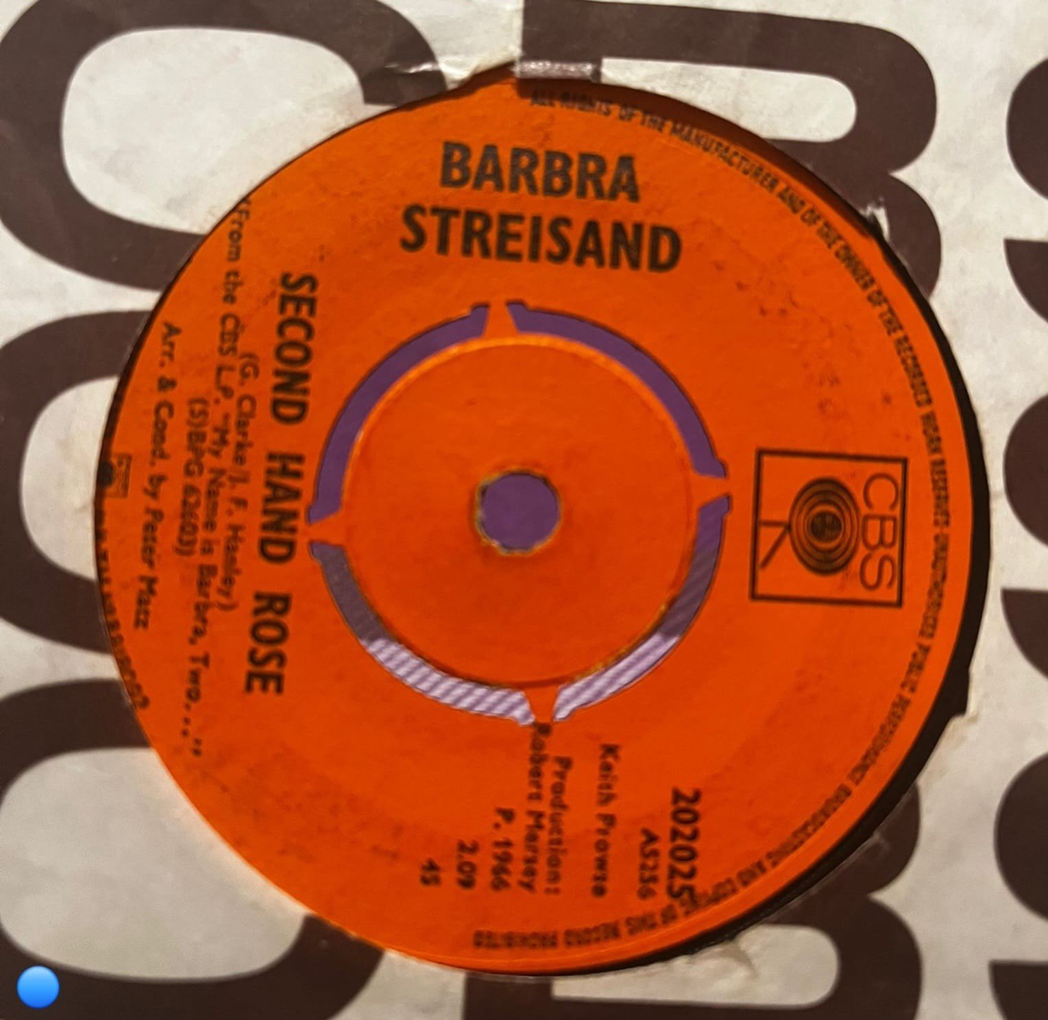 Barbra Streisand - Second Hand Rose / He Touched Me - 45'lik Plak (CBS - 202025)