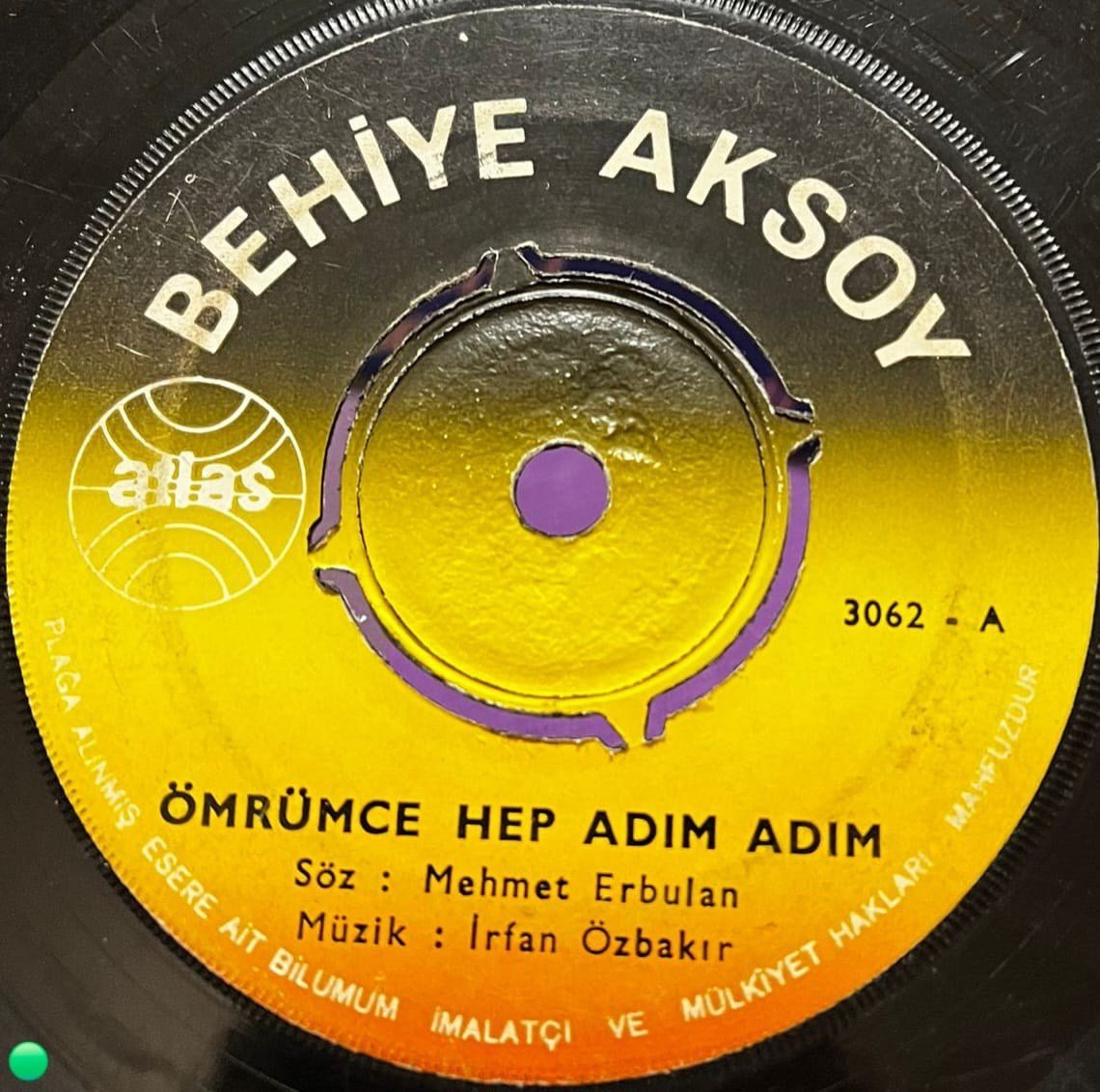 Behiye Aksoy - Ömrümce Hep Adım Adım / Hani Artık Gelecektin - Atlas Plak 45'lik