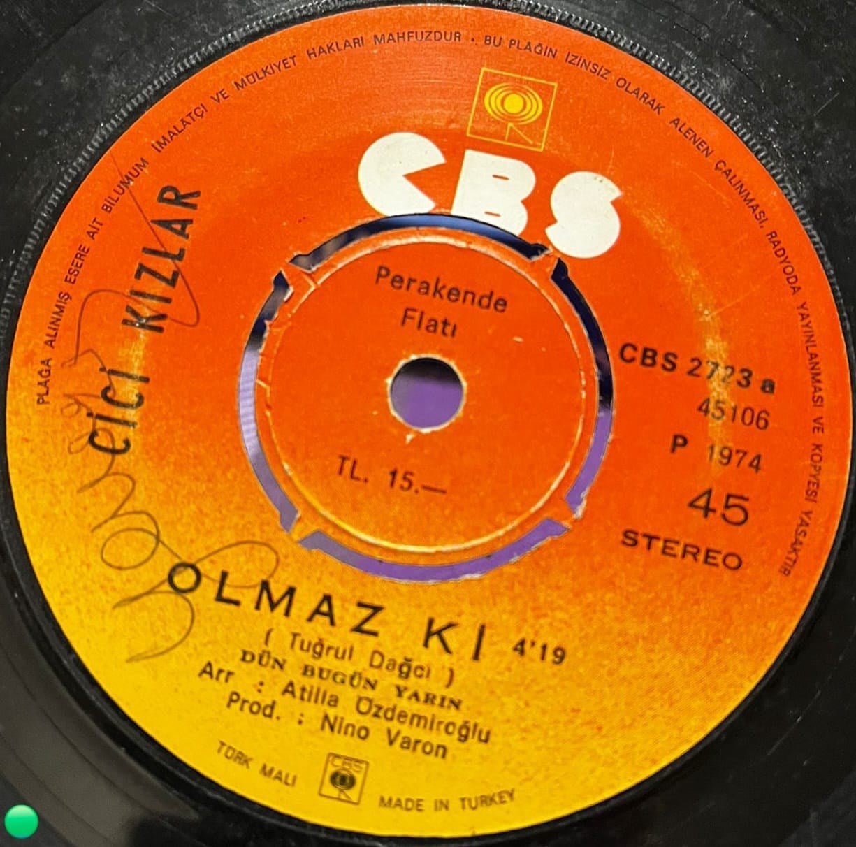 Cici Kızlar - Olmaz Ki / Bak Şu Çocuğa - Orijinal CBS Plak (1974)
