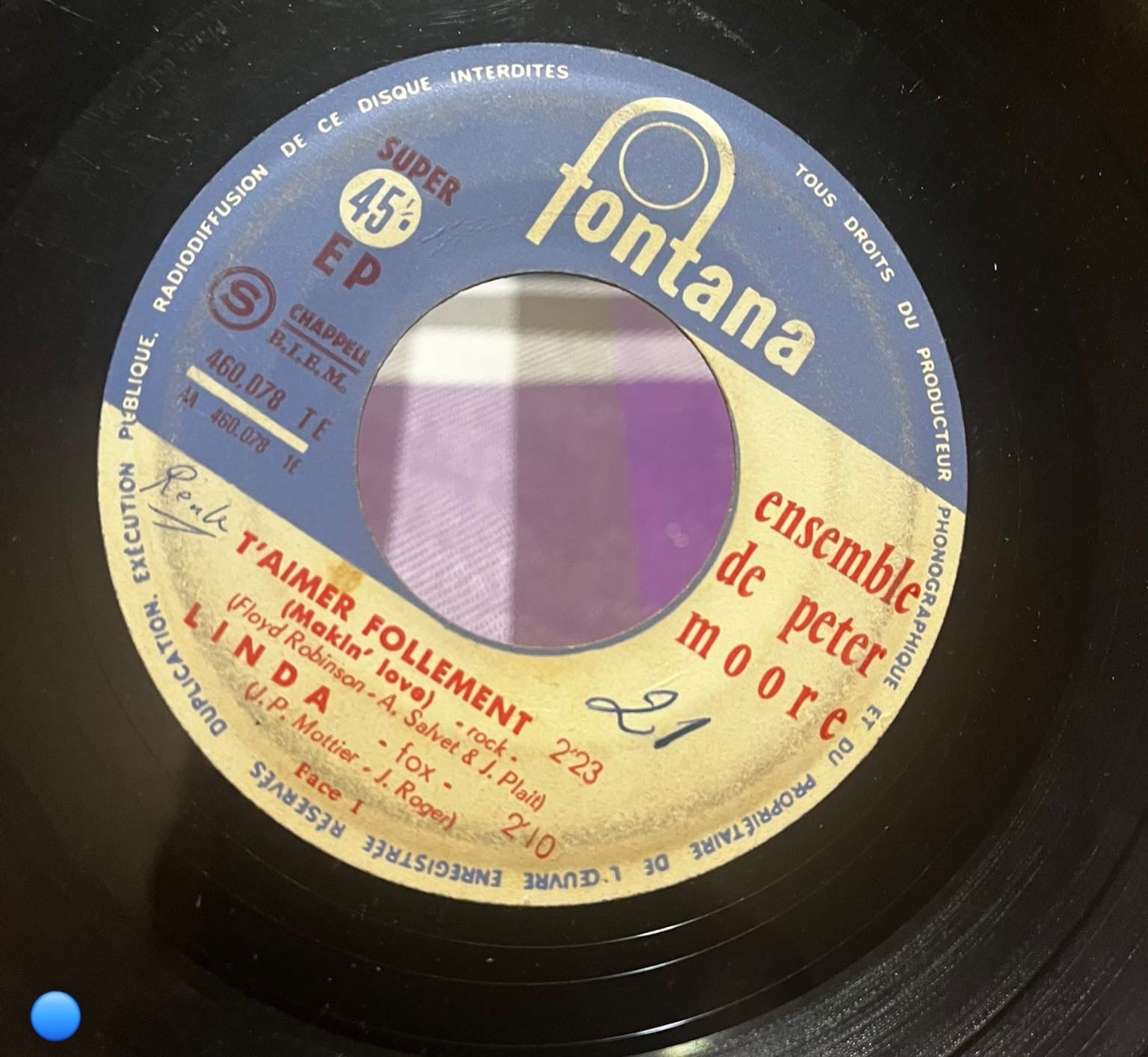 Ensemble De Peter Moore - T'aimer Follement / La Complainte De Mackie - Fontana 460.078 TE (Vinyl, EP)
