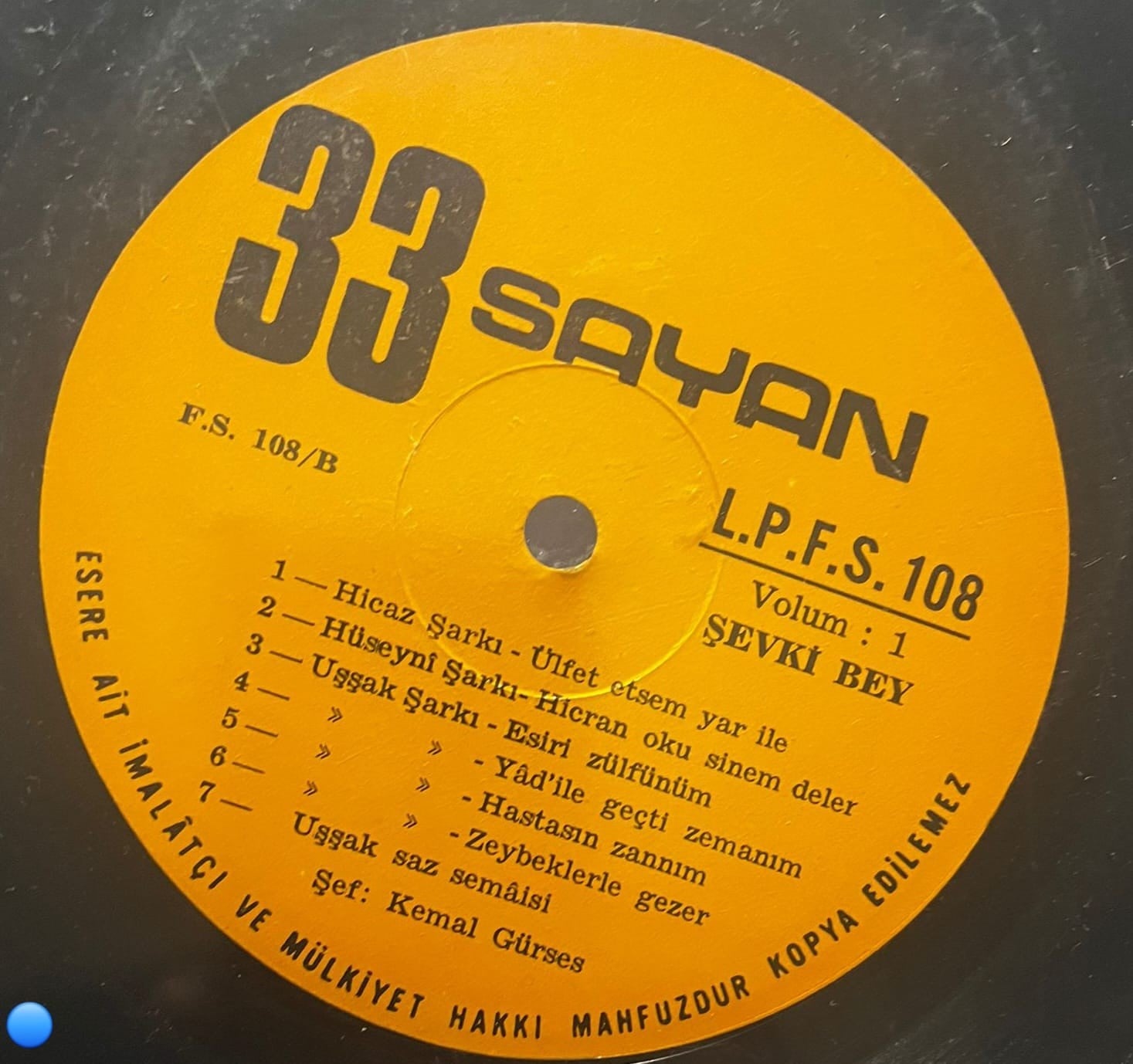 evki Bey Eserleri – Volum: 1 – Şef: Kemal Gürses – Sayan Plak Orijinal LP
