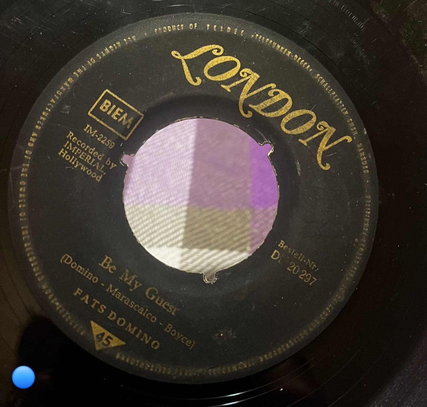 Fats Domino - Be My Guest / I've Been Around (1959 Alman Baskısı 45'lik - London Records)