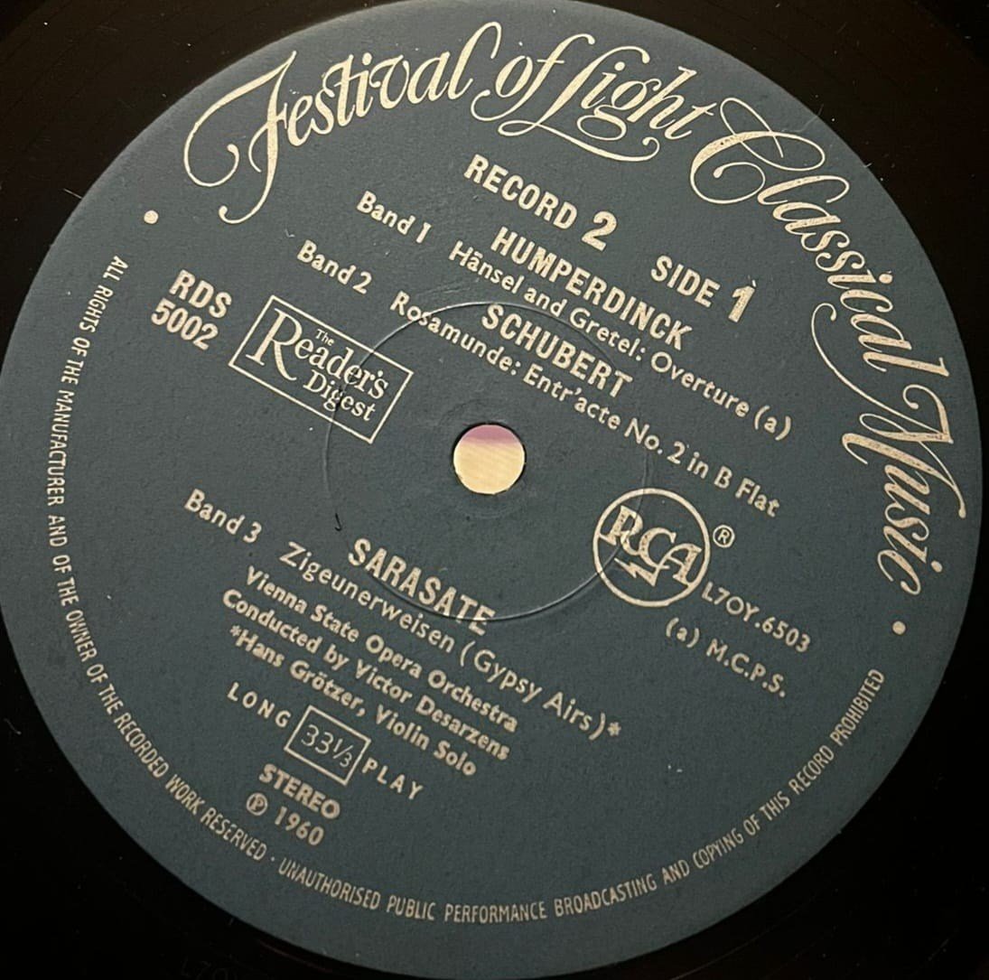 Festival of Light Classical Music - Record 2 (Reader's Digest / RCA, 1960) Stereo LP
