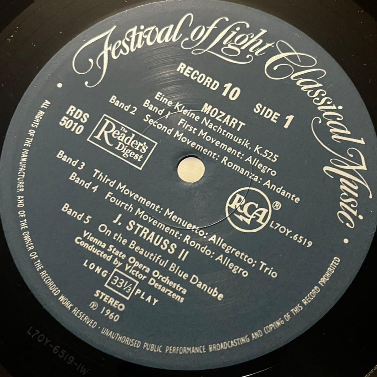 Festival of Light Classical Music Record 10 - RCA / Reader's Digest RDS 5010 - UK Press