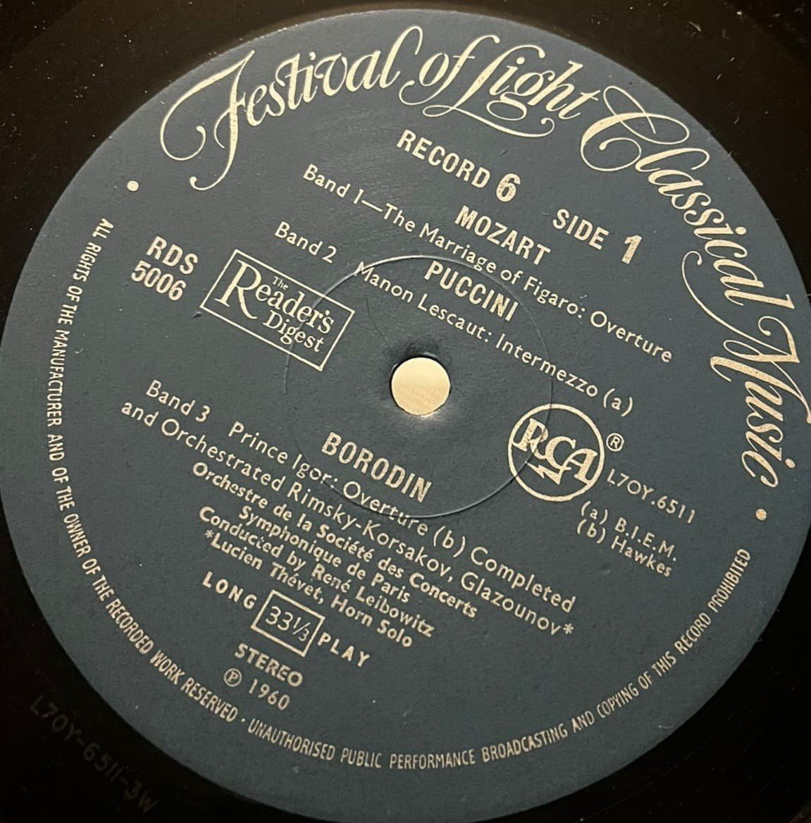 Festival of Light Classical Music - Record 6 (Mozart, Puccini, Borodin, Dukas, Debussy, Offenbach)