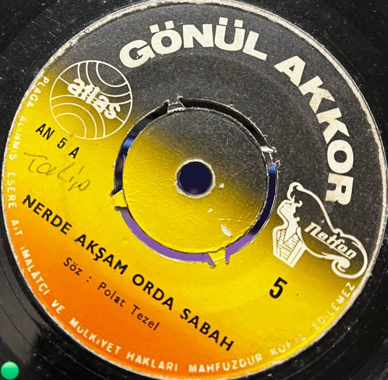 Gönül Akkor - Nerde Akşam Orda Sabah / Aşkolsun (45'lik Plak, Netfon/Atlas)