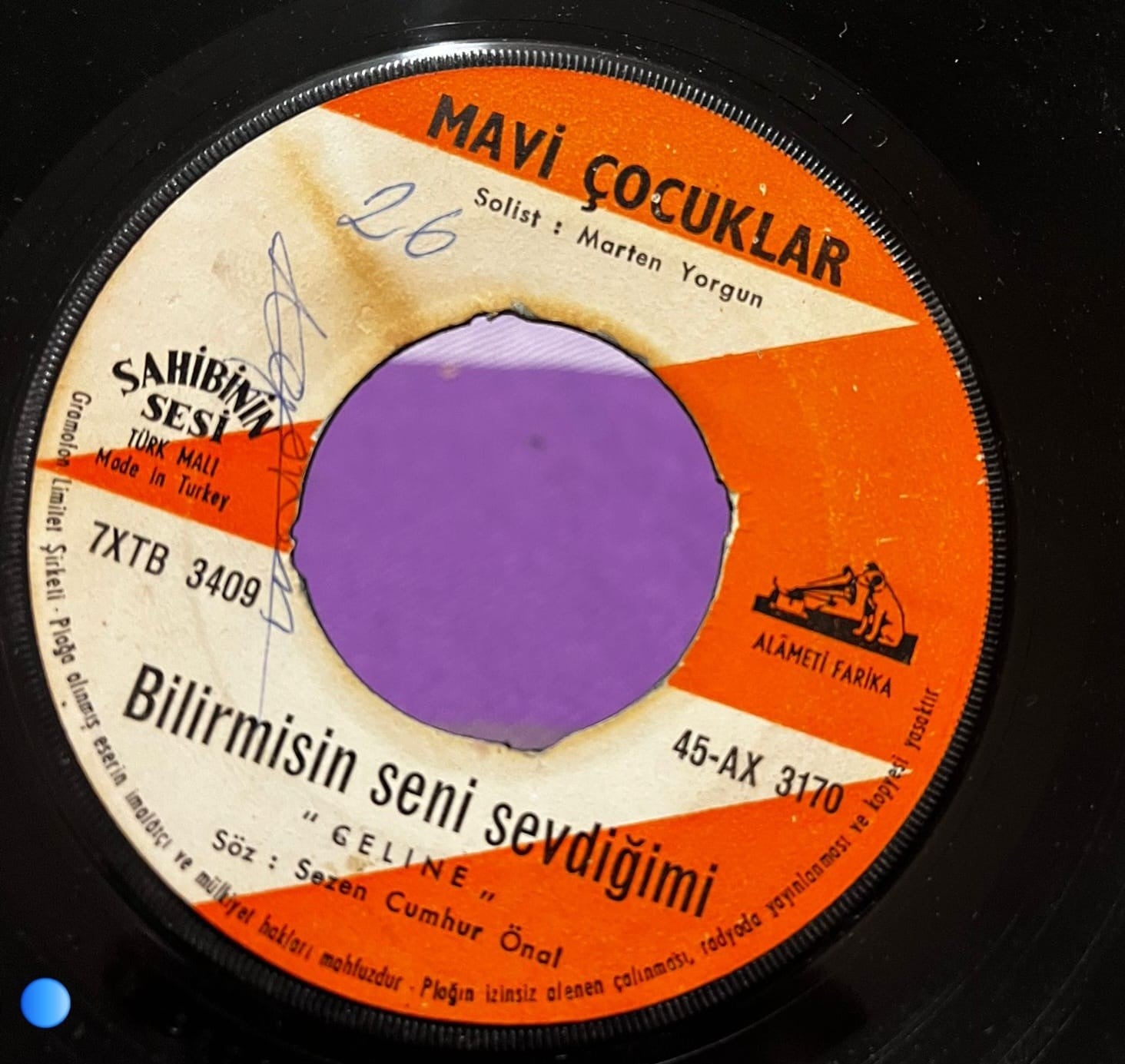 Mavi Çocuklar - Bilirmisin Seni Sevdiğimi / Dile Benden Ne Dilersen (45'lik Plak, Sahibinin Sesi)