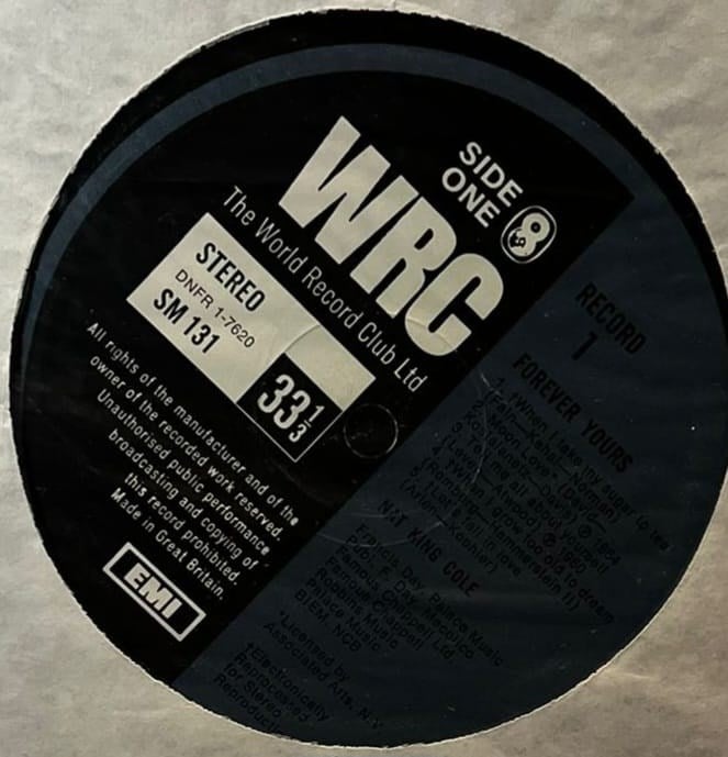 Nat King Cole - Forever Yours (Record 1) LP - WRC/EMI UK Press (SM 131)