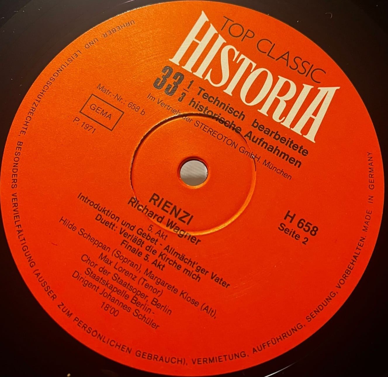 Richard Wagner - Rienzi (Max Lorenz, Hilde Scheppan, Staatskapelle Berlin) - 1971 Top Classic Historia H-657/658 (2 LP - Made in Germany)