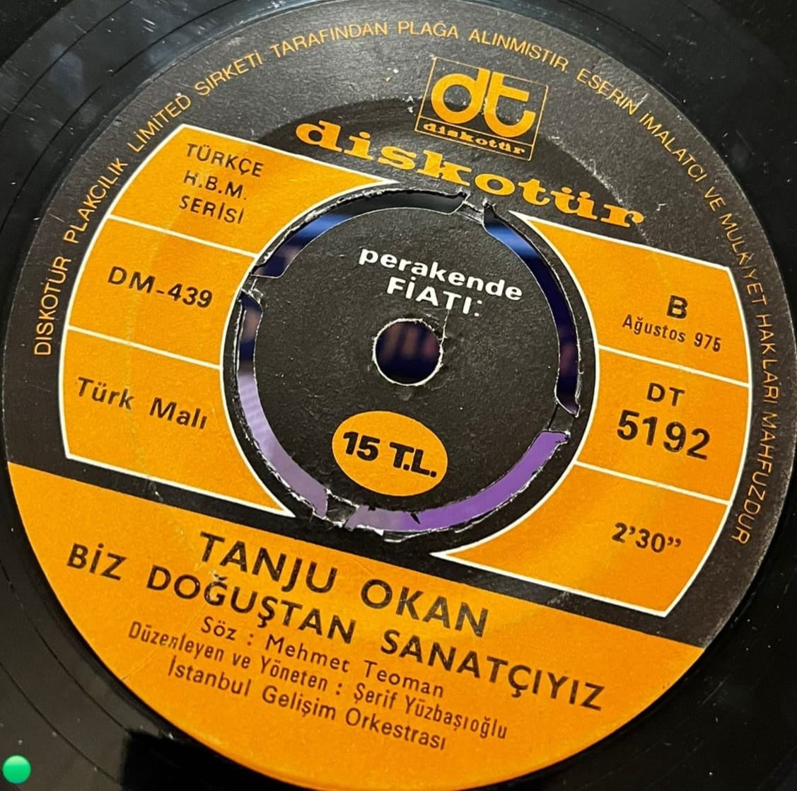 Tanju Okan - Benim Halkım / Biz Doğuştan Sanatçıyız (1975 Orijinal 45'lik)