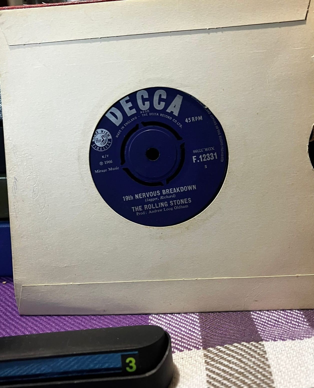 The Rolling Stones - 19th Nervous Breakdown / As Tears Go By (1966 UK Press) 45'lik Plak