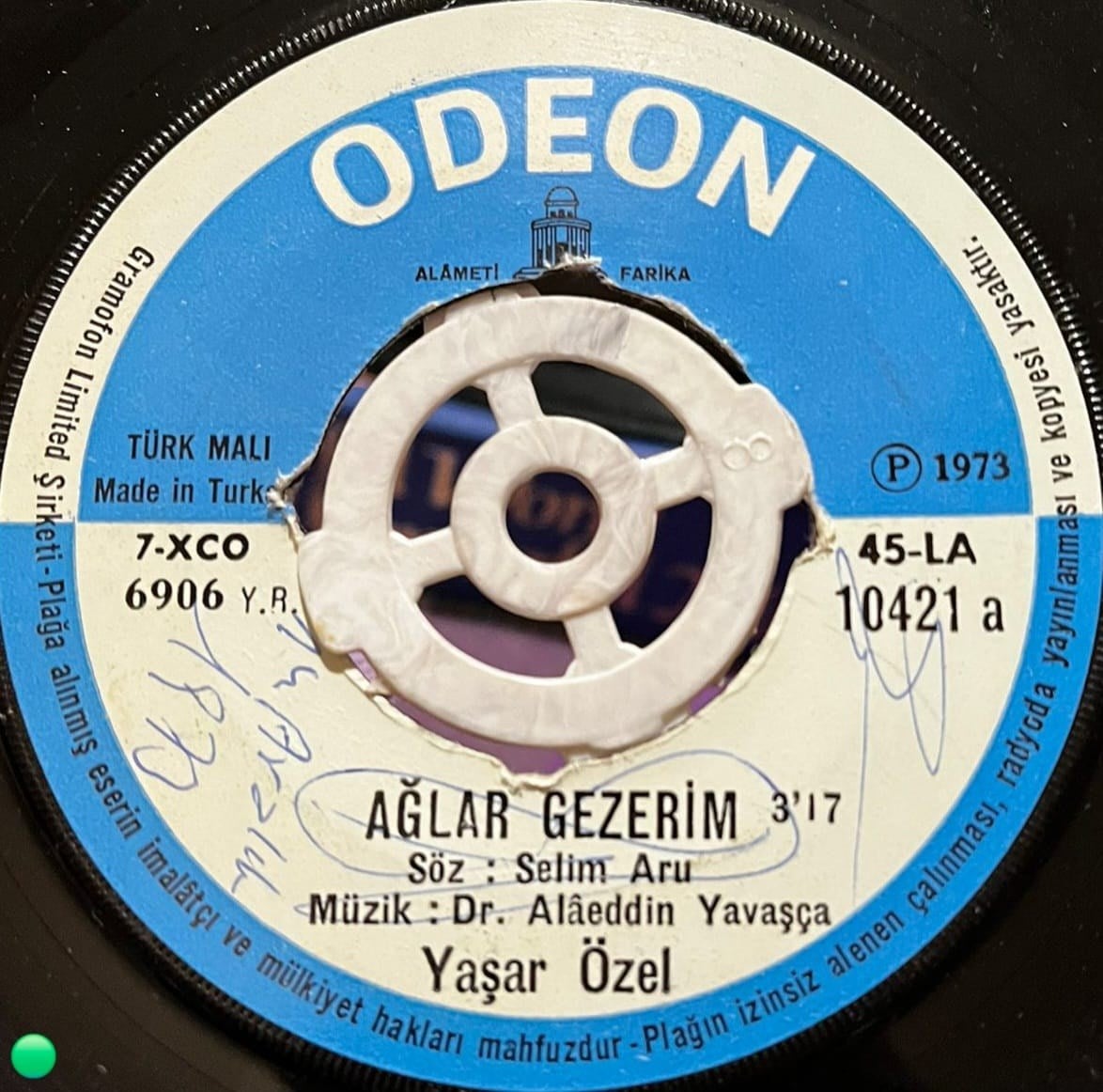 Yaşar Özel - Ağlar Gezerim / Bu Kadar Yürekten Çağırma Beni (Odeon 10421)