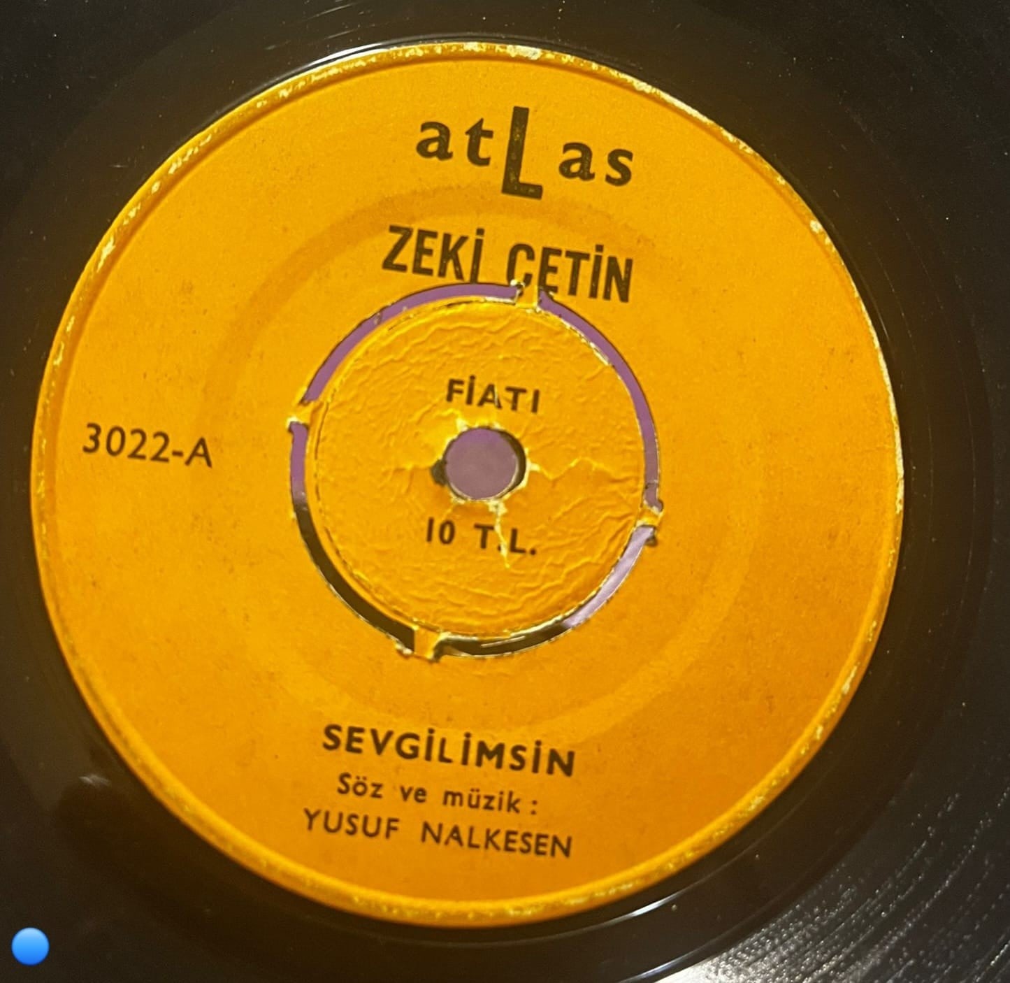 Zeki Çetin - Sevgilimsin / Akşamı Olduğu Yerde (45'lik Plak) - Atlas Plak 3022