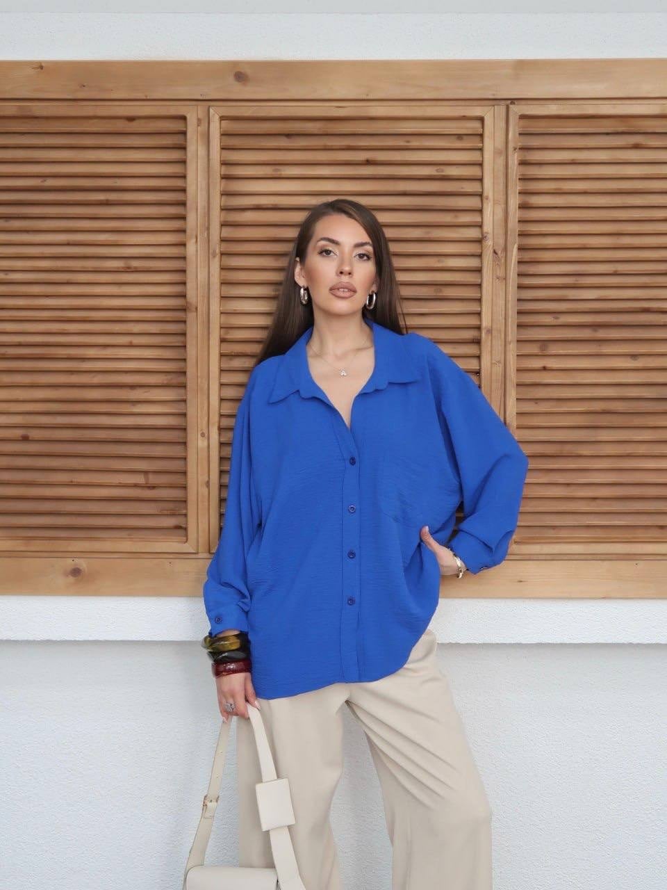 MAVİ  Tiril Tiril Oversize Gömlek