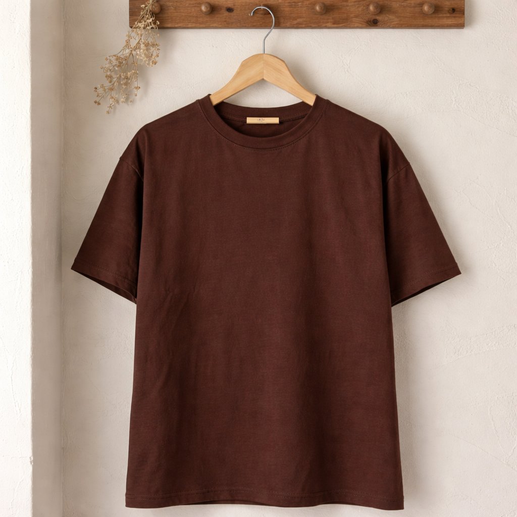 Oversize Basic T-Shirt - KAHVERENGİ