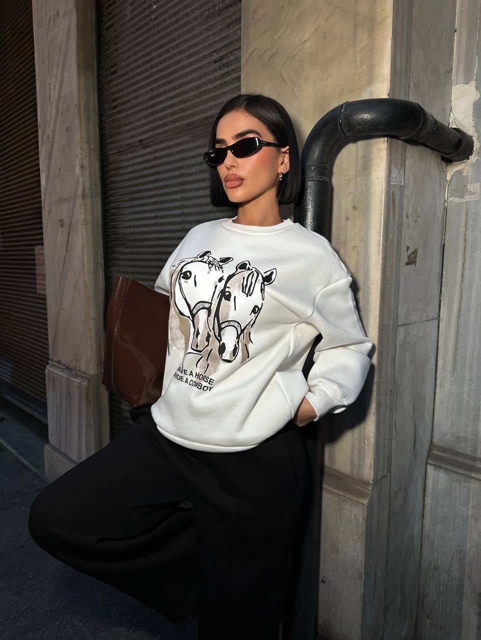 Trend At Desenli Rahat Kesim Sweatshirt