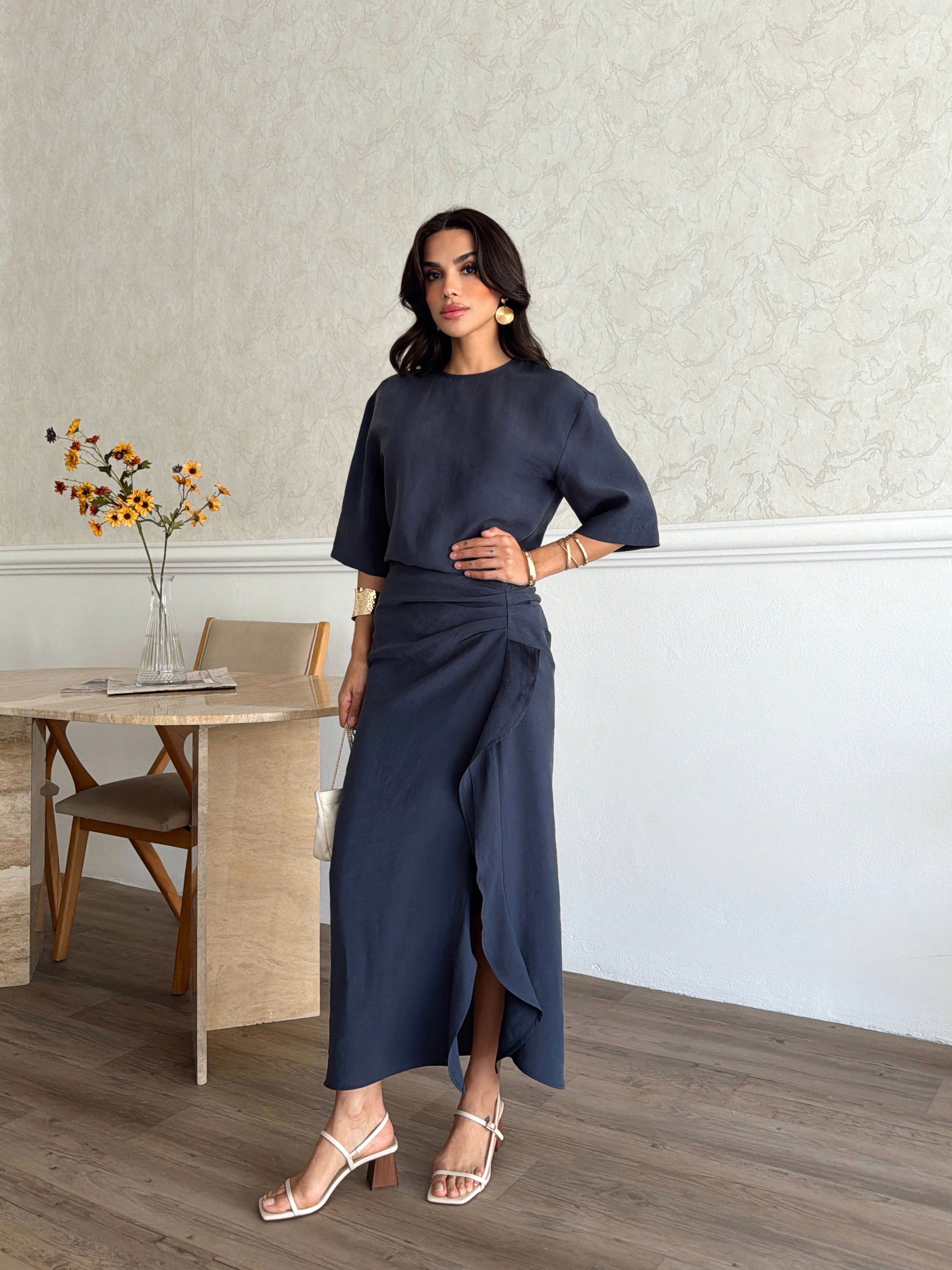  26Y5325 VOLAN VE PİLE DETAY ELBİSE